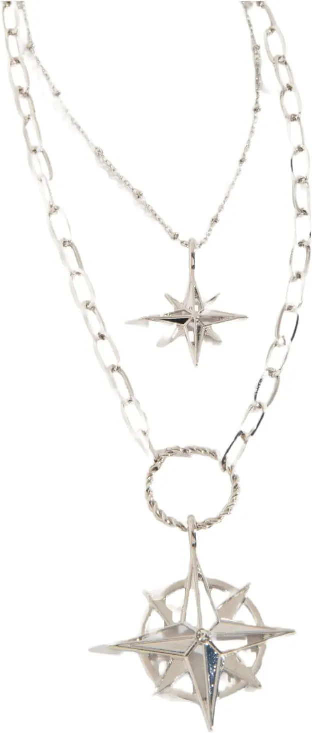 Elsie & Zoey 22" Luna Layered Compass Pendant Necklace for Women