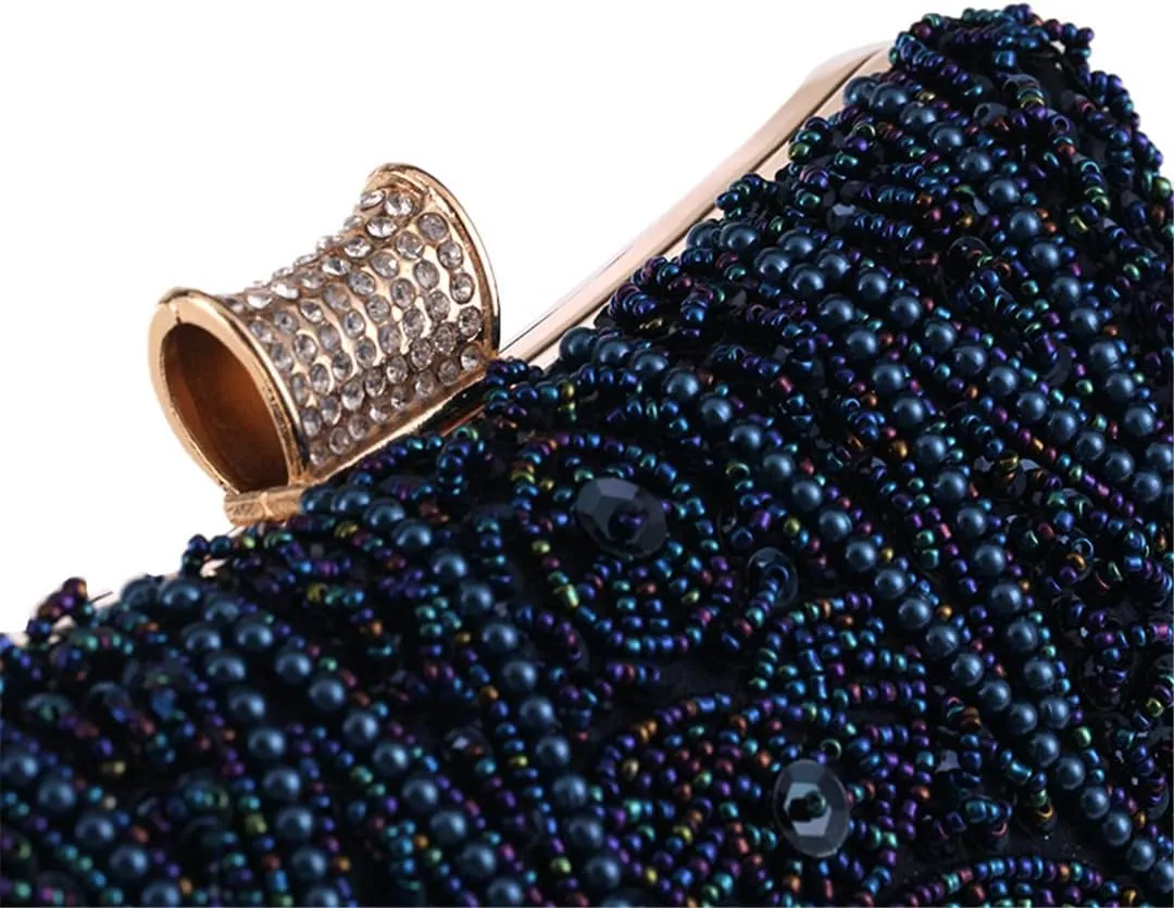 Embroidery Beading Diamonds Women Clutch Tassel Shoulder Chain Evening Bags Wedding Bridal Purse