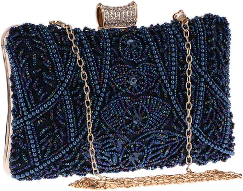 Embroidery Beading Diamonds Women Clutch Tassel Shoulder Chain Evening Bags Wedding Bridal Purse