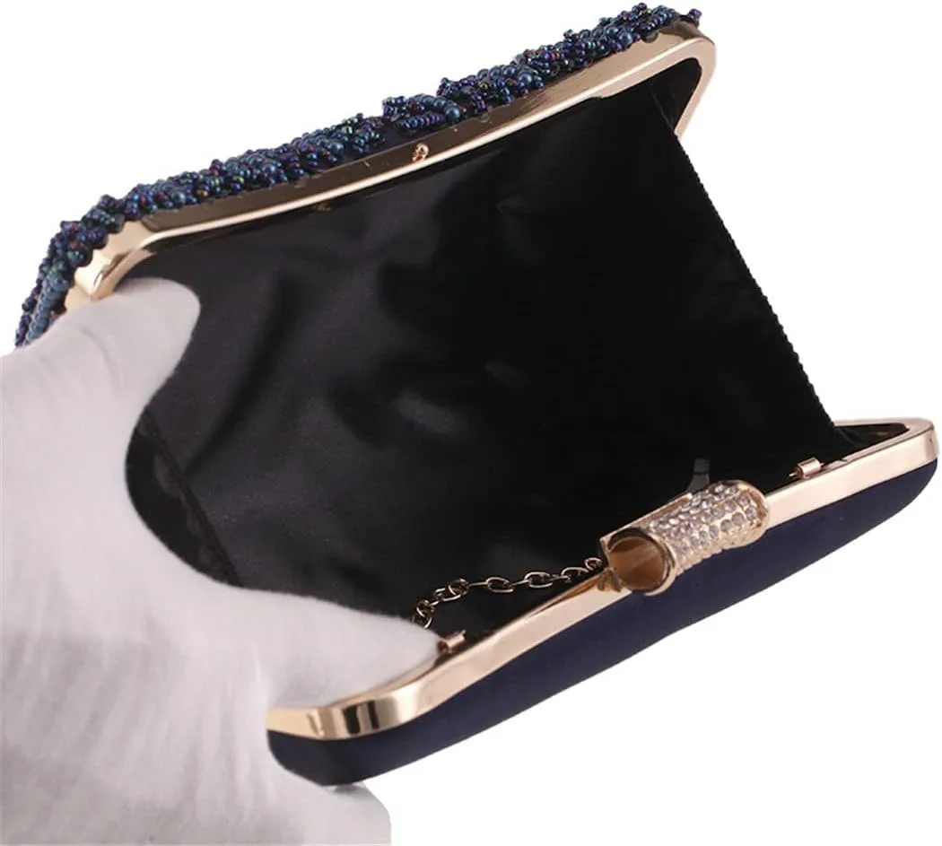 Embroidery Beading Diamonds Women Clutch Tassel Shoulder Chain Evening Bags Wedding Bridal Purse