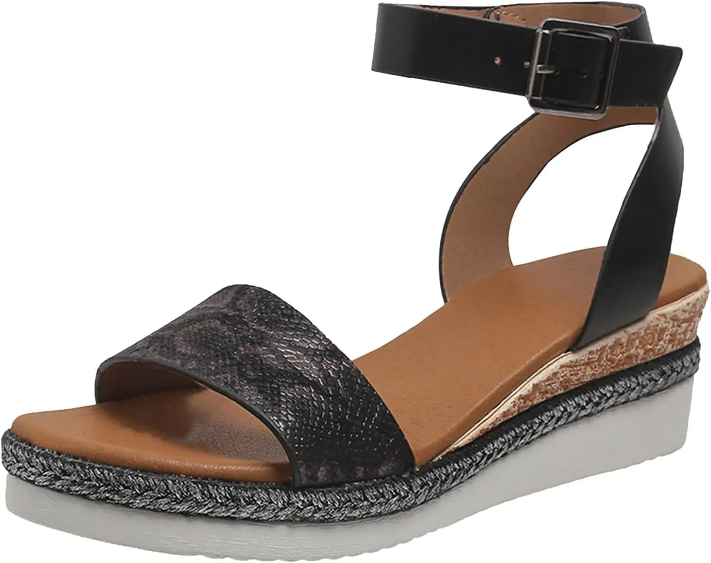 Espadrilles Wedge Sandals for Women 2025 Dressy Summer Open Toe Buckle Ankle Strap Studded Platform Wedges Sandals Comfortable Outdoor Beach Vacation Party Shoes