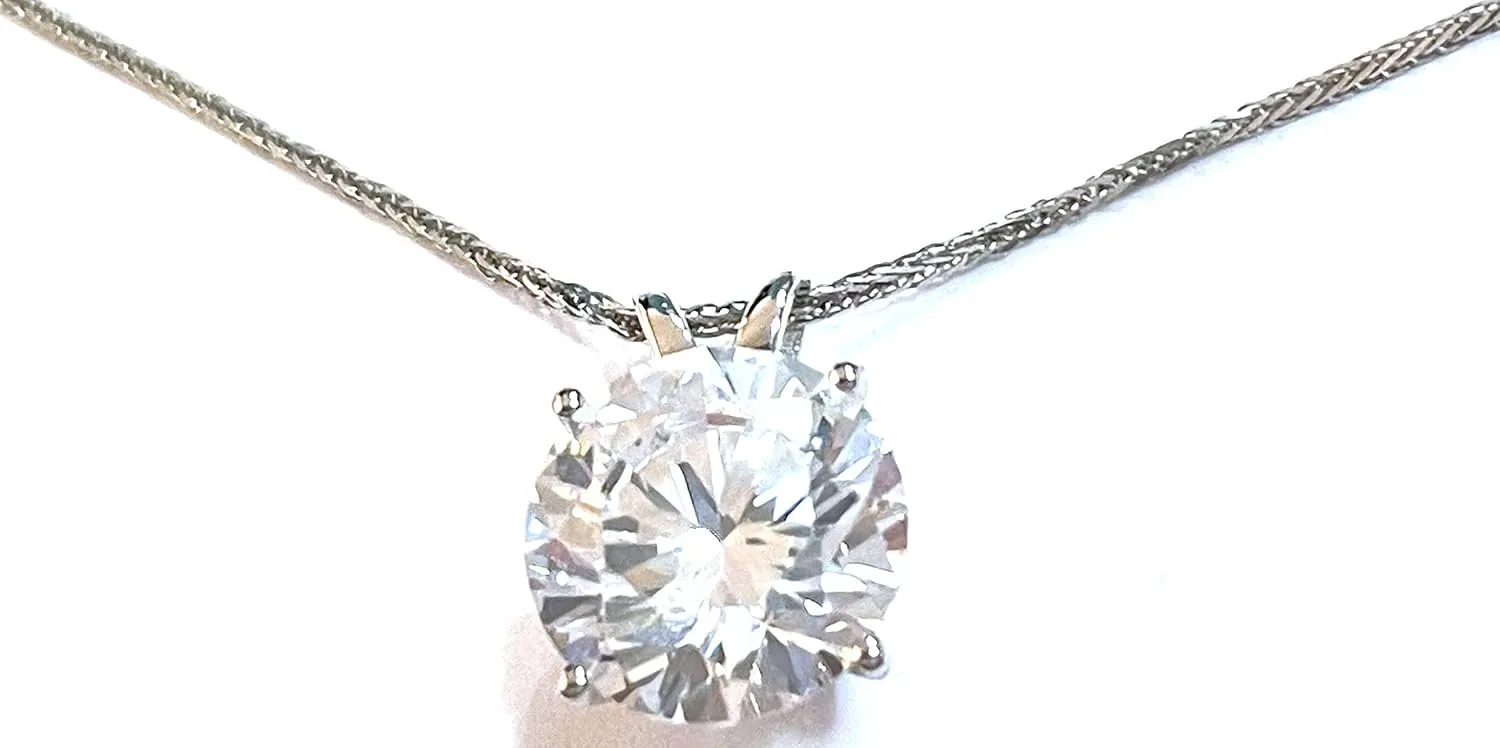 Exquisite 1.5 carat Diamond Necklace Pendant Solid White Gold 18K Jewelry for her Solitaire Diamond Necklace 8mm with chain 18" HANDMADE Jewellery Necklace 18kt Gold Necklace for women 1.5ct Diamonds