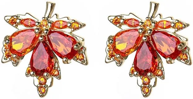 Fall Earrings Rhinestone Orange Earrings Crystal Drop Autumn Earrings Maple Leaf Earrings for Women Thanksgiving Fall Accessories for Women