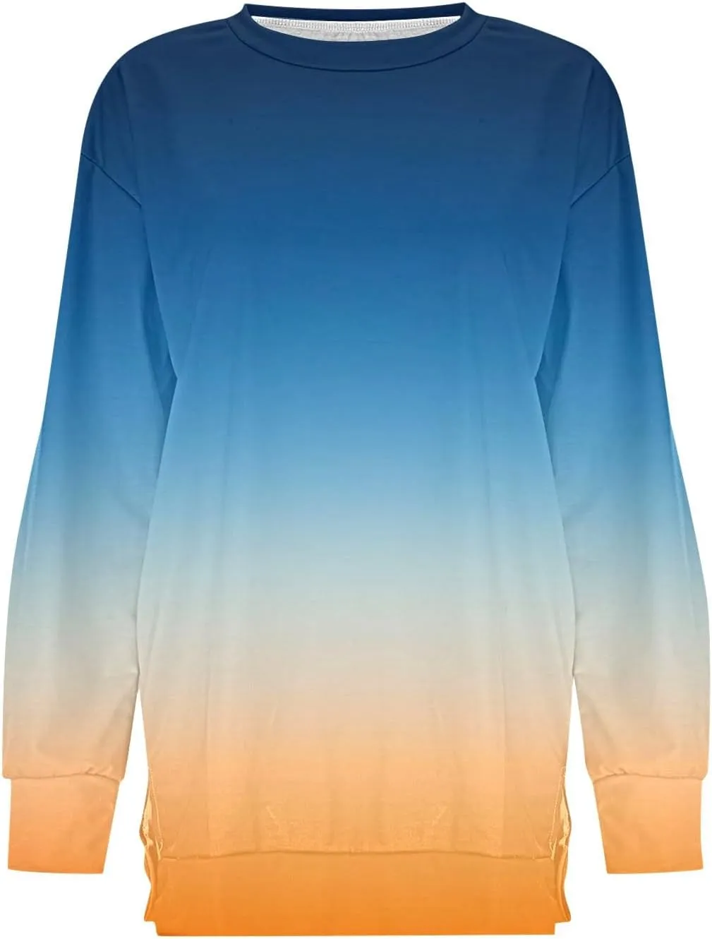 Fall Neon Gradient Women Sweat Shirts Casual Crew Neck Sweatshirts Loose Oversized Long Sleeve Pullover Tops