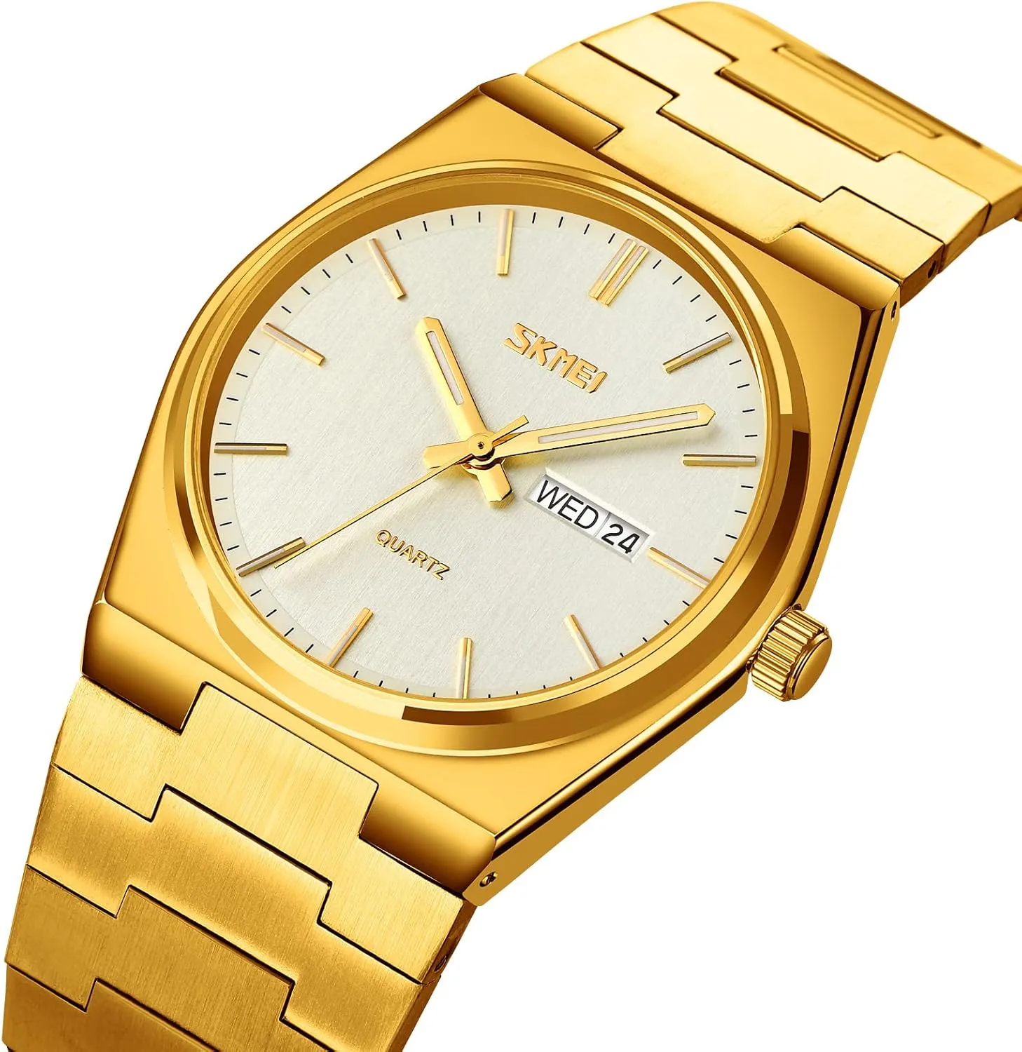 FANMIS Fashion Men's Analog Quartz Watch Minimalist Ultra-Thin Dial Business Leisure Wrist Watch Dual Calendar Stainless Steel Waterproof Fashion Wrist Watch