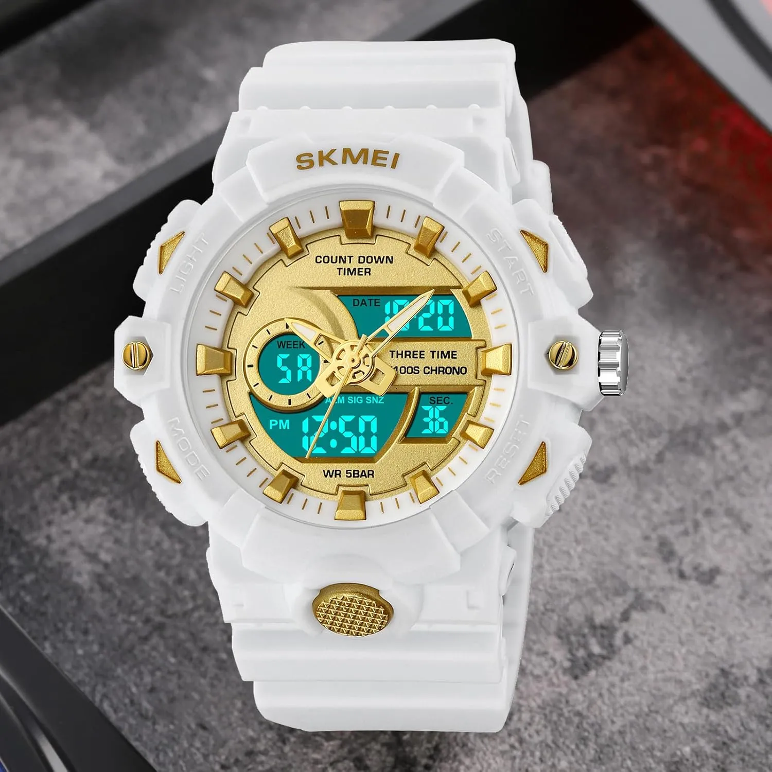 FANMIS Men's Digital Analog Outdoor Sports Watches Multi Function Military Waterproof Watch for Men LED Casual Stopwatch Alarm Tactical Army Watch Backlight, Alarm, Stopwatch