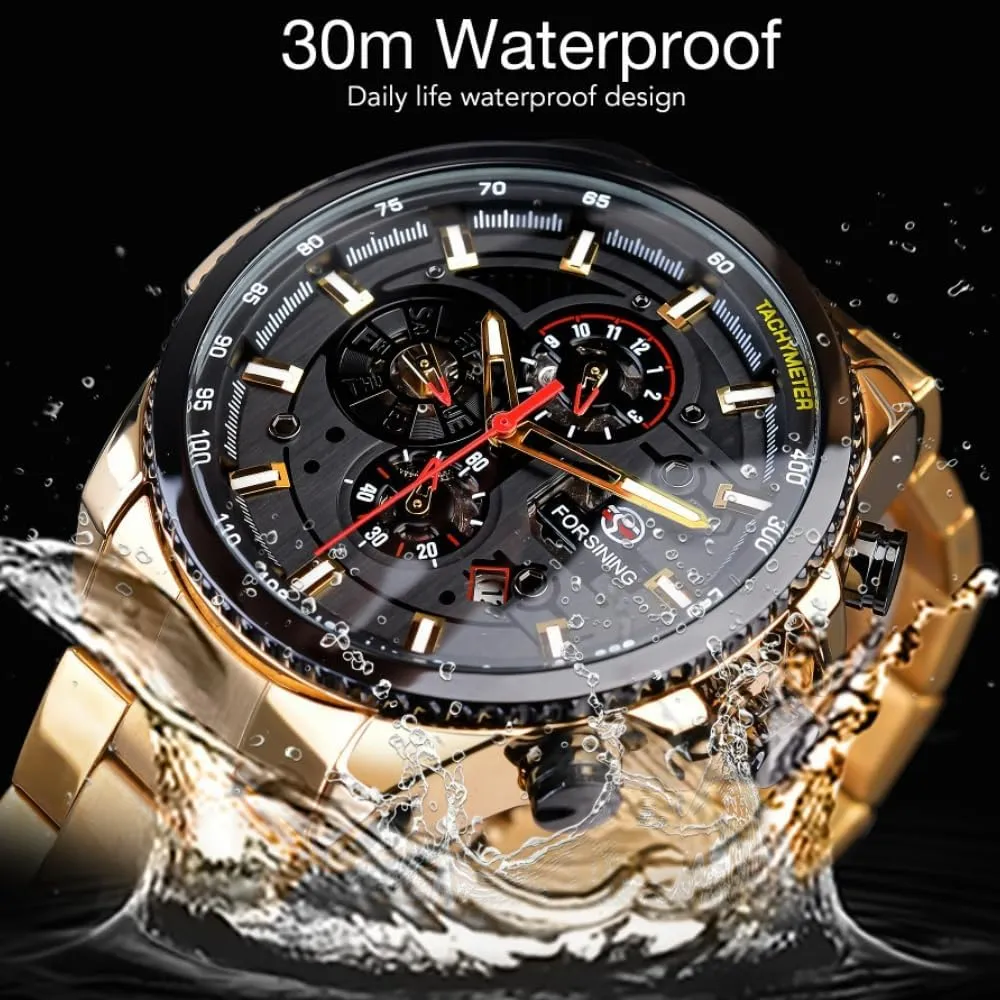 Fashion Watches Classic Rhinestone Clock Roman Analog Male Skeleton Clocks Mechanical Stainless Steel Band Luminous Watch