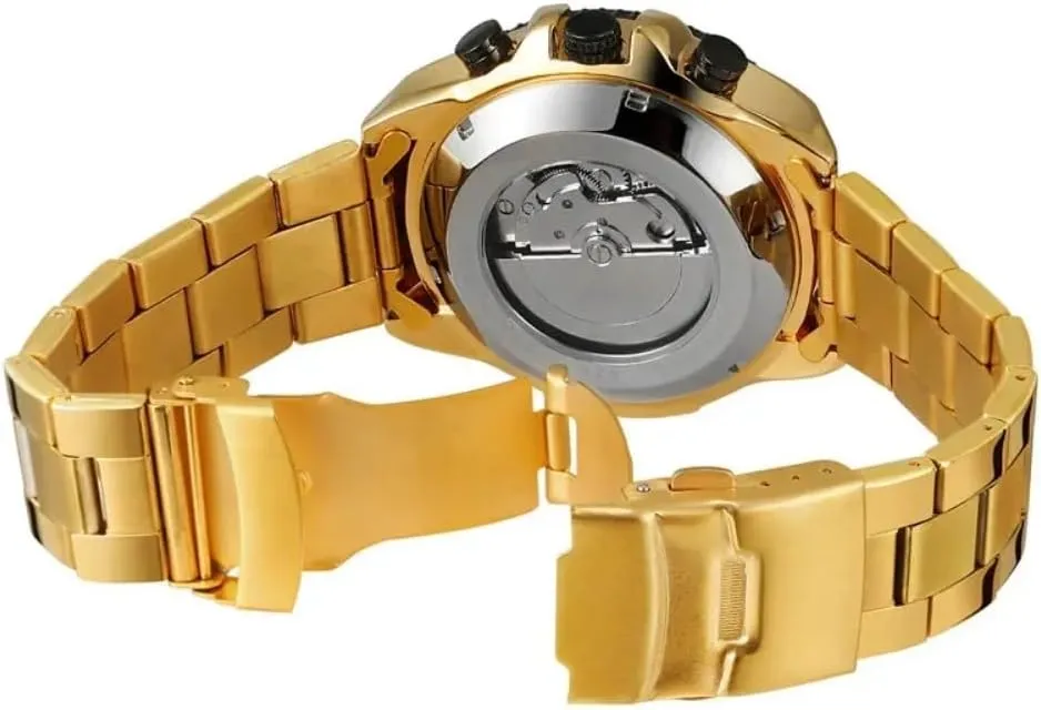 Fashion Watches Classic Rhinestone Clock Roman Analog Male Skeleton Clocks Mechanical Stainless Steel Band Luminous Watch