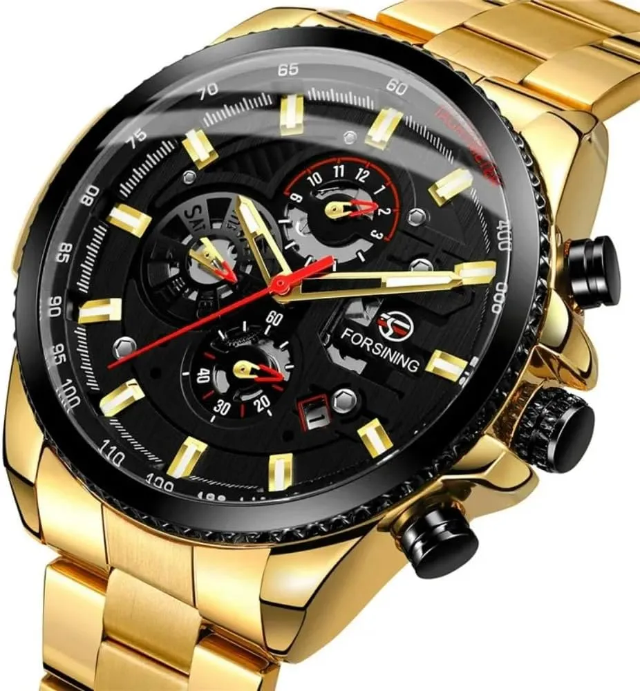 Fashion Watches Classic Rhinestone Clock Roman Analog Male Skeleton Clocks Mechanical Stainless Steel Band Luminous Watch