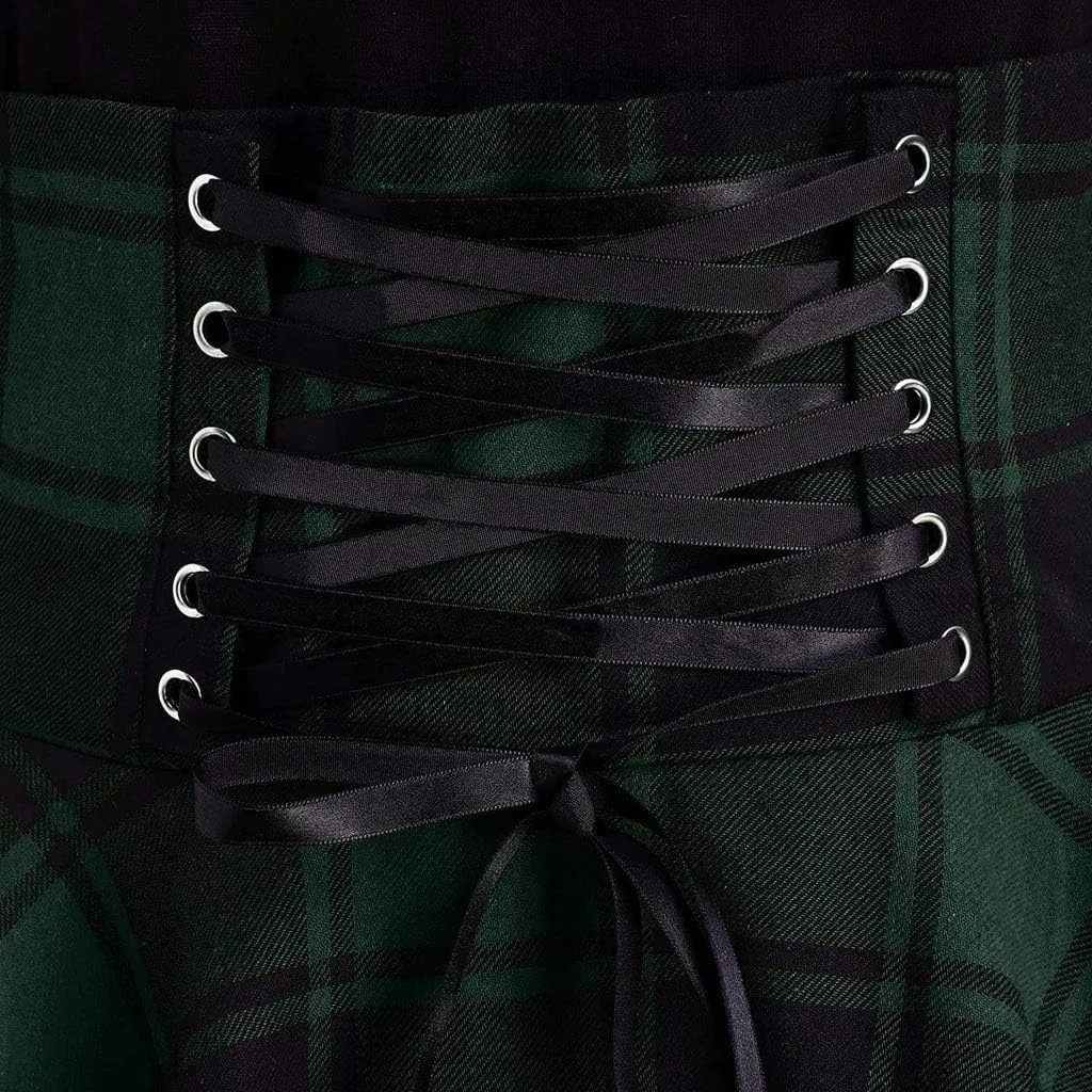 Fashion Women Long Sleeve O-Neck Lace Up Tartan Plaid Print Asymmetrical Dress Women Plus Size Dress