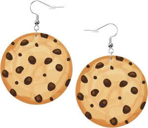 Faux Leather Earrings For Women Dangle Lightweight Round Earrings