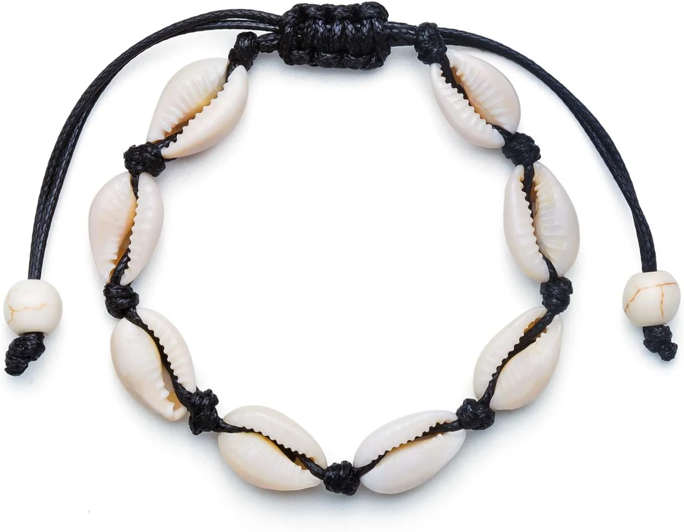 Fesciory Puka Shell Anklet for Women Summer Natural Cowrie Adjustable Ankle Bracelet, Handmade Boho Hawaiian Beach Seashell Jewelry