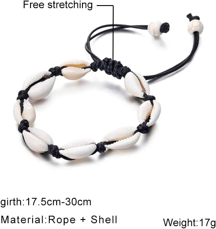 Fesciory Puka Shell Anklet for Women Summer Natural Cowrie Adjustable Ankle Bracelet, Handmade Boho Hawaiian Beach Seashell Jewelry