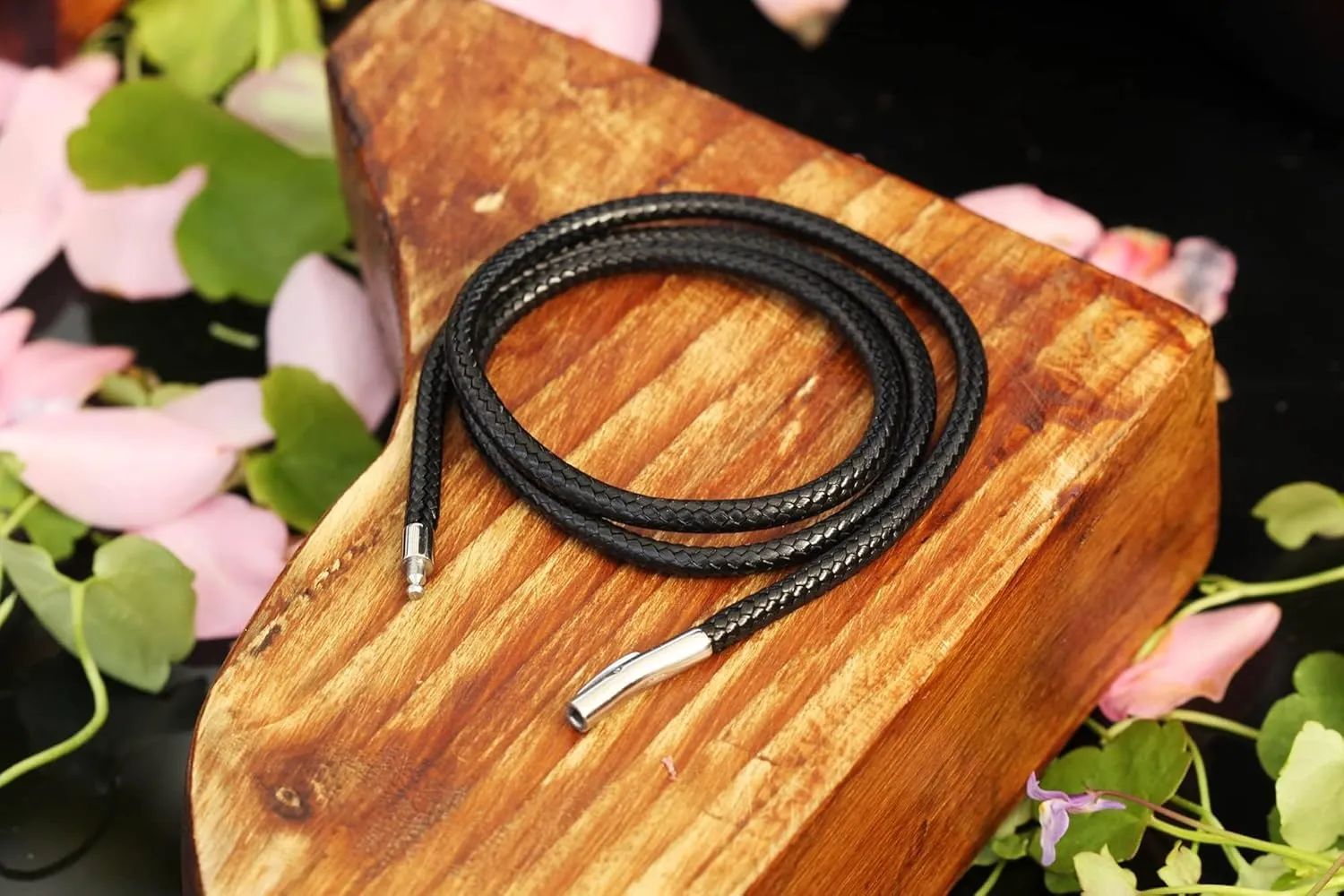 Findout Handmade 3mm black Waterproof Braided Leather Necklace With Stainless Steel bayonet Clasp Unisex Wax Rope Chain Necklace For Women Men 14-36inch