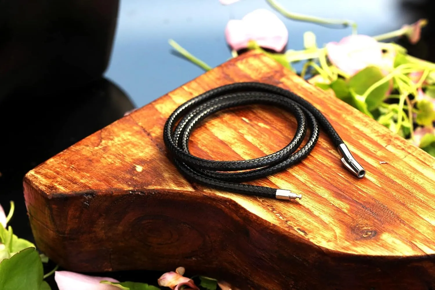 Findout Handmade 3mm black Waterproof Braided Leather Necklace With Stainless Steel bayonet Clasp Unisex Wax Rope Chain Necklace For Women Men 14-36inch