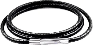 Findout Handmade 3mm black Waterproof Braided Leather Necklace With Stainless Steel bayonet Clasp Unisex Wax Rope Chain Necklace For Women Men 14-36inch