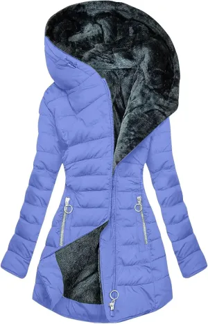 Fleece Lined Parka Coat Coat Lapel Collar Long Sleeve Jacket Vintage Thicken Coat Jacket Womens Winter Quilted