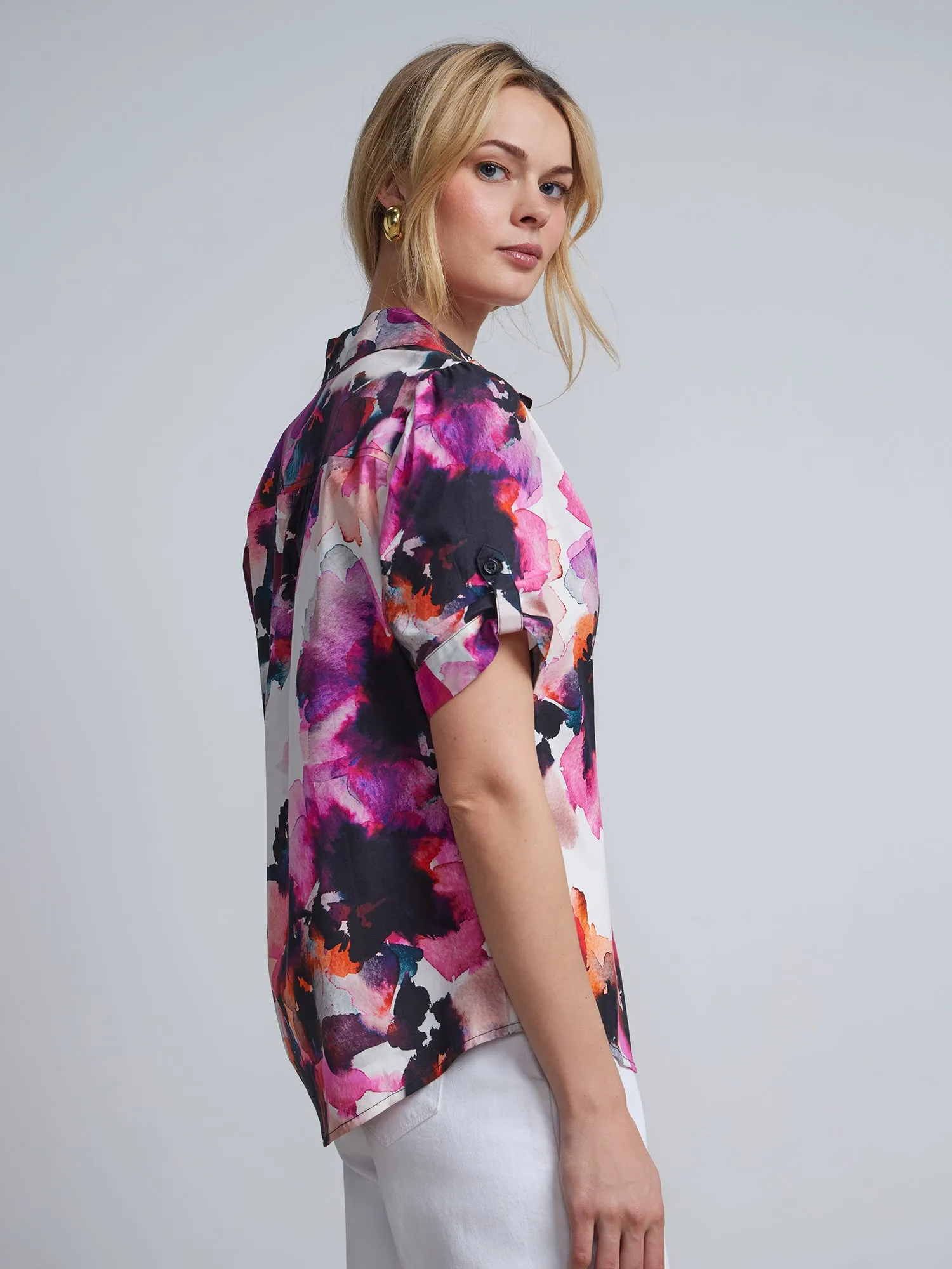 Floral Button-Front Secret Snap - NY&C Madison Shirt®