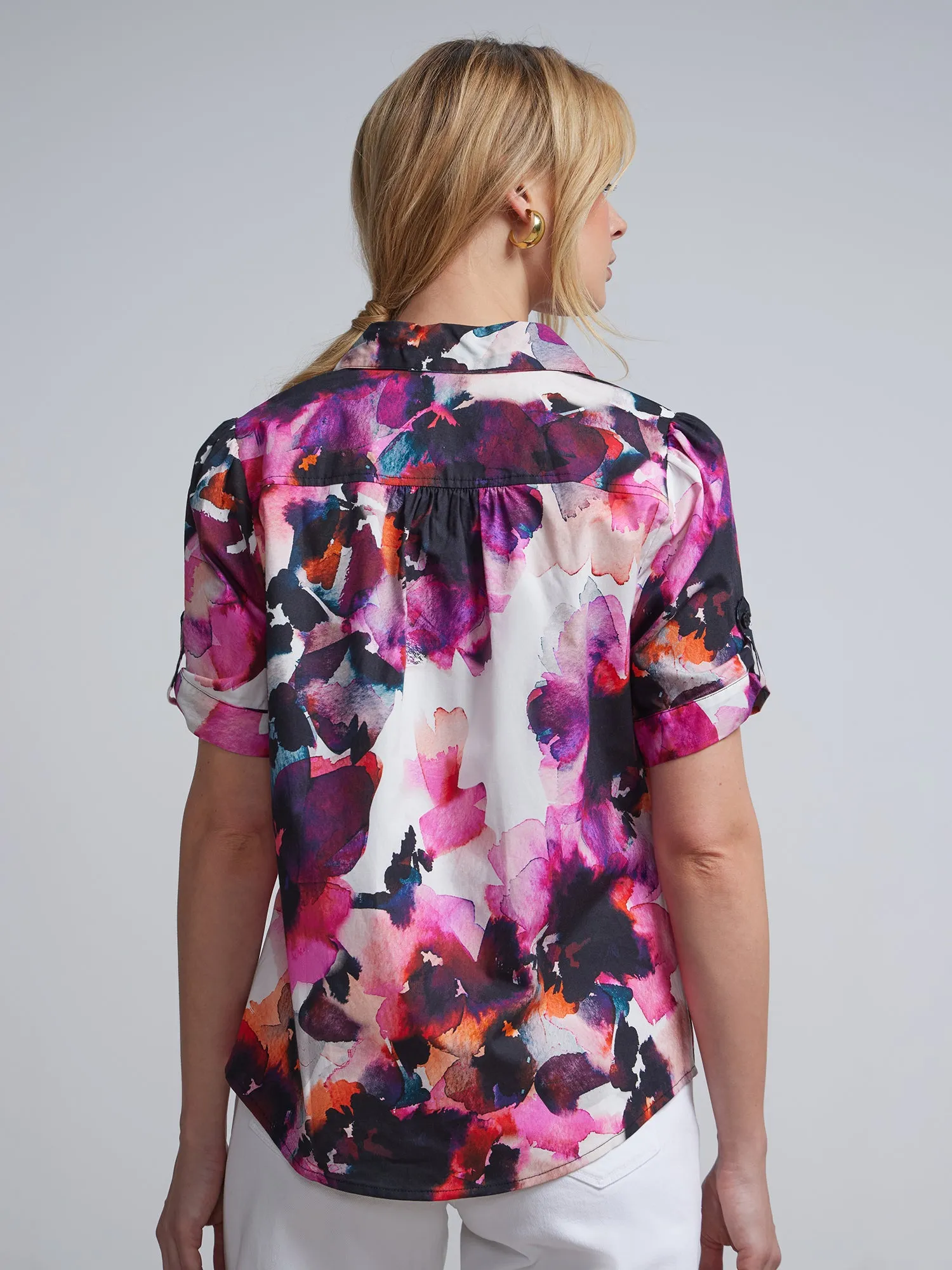 Floral Button-Front Secret Snap - NY&C Madison Shirt®