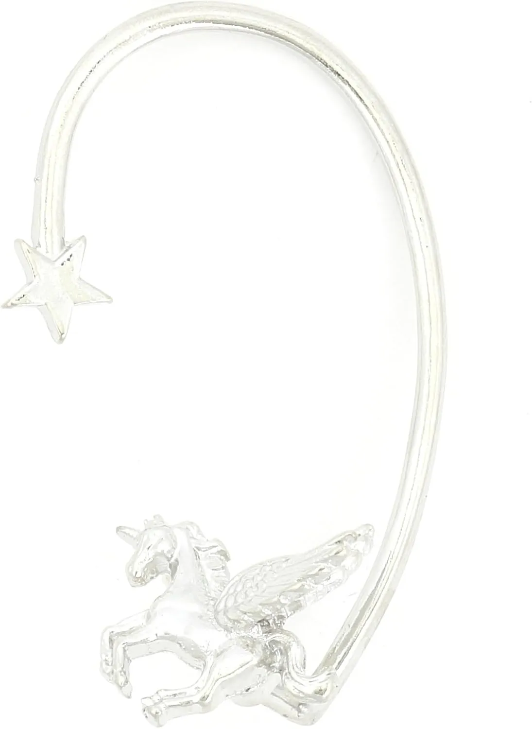 Flying Unicorn Pegasus Ear Cuff Metal Wrap Silver Tone Star Winged Horse Earring CA47 Fashion Jewelry