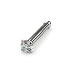 FreshTrends Diamond Nose Stud 14K White Gold Nose Ring Bone | Real Diamond Nose Ring, 14K Gold Nose Stud - 20 Gauge I1 Clarity | Diamond Nose Rings & White Gold Nose Stud