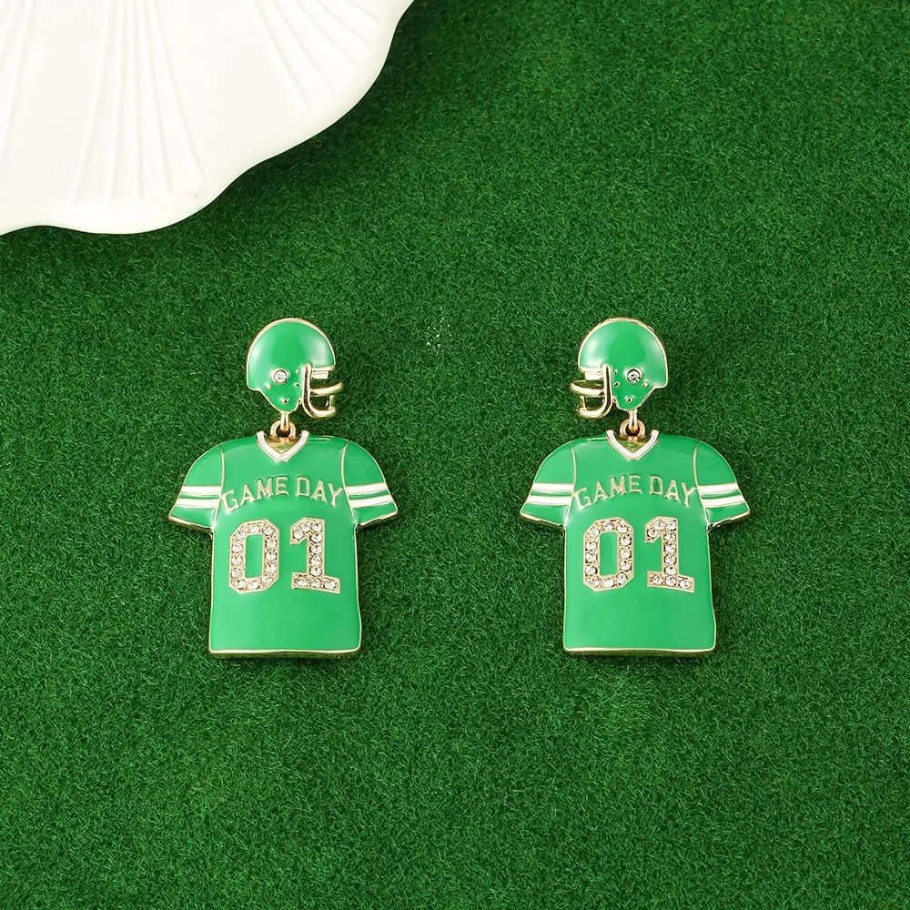 Fun Football Earrings for Women | Game Day Dangle Earrings for Women | Football Mom Sport Jersey Post Earrings | Football Team Gifts for Women