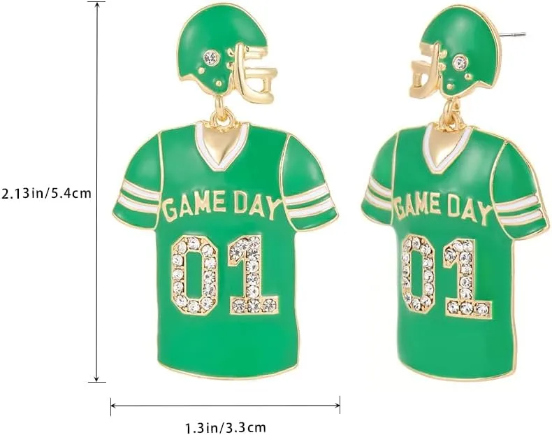 Fun Football Earrings for Women | Game Day Dangle Earrings for Women | Football Mom Sport Jersey Post Earrings | Football Team Gifts for Women