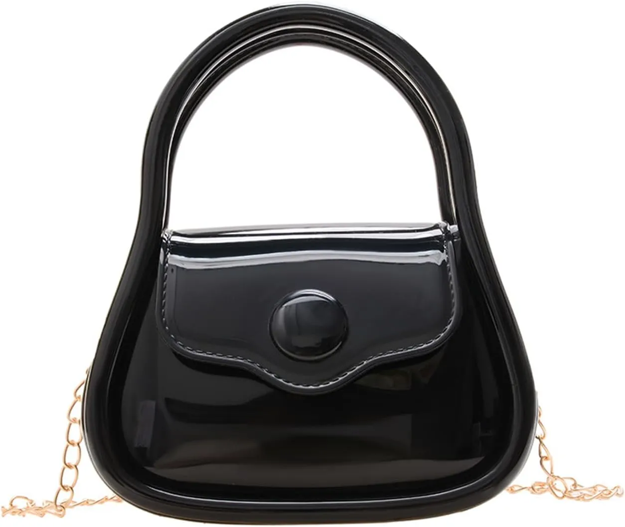 FuninCrea Mini Jelly Purse, PVC Mini Crossbody Bag for Women, Small Crossbody Purse with Handle and Chains Strap