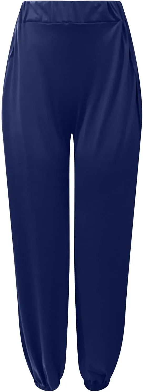 FZYLQY Women's Yoga Harem Pants Side Slit Joggers Active Workout Sweatpants Baggy Beach Cover-up Pants with Elastic Waist