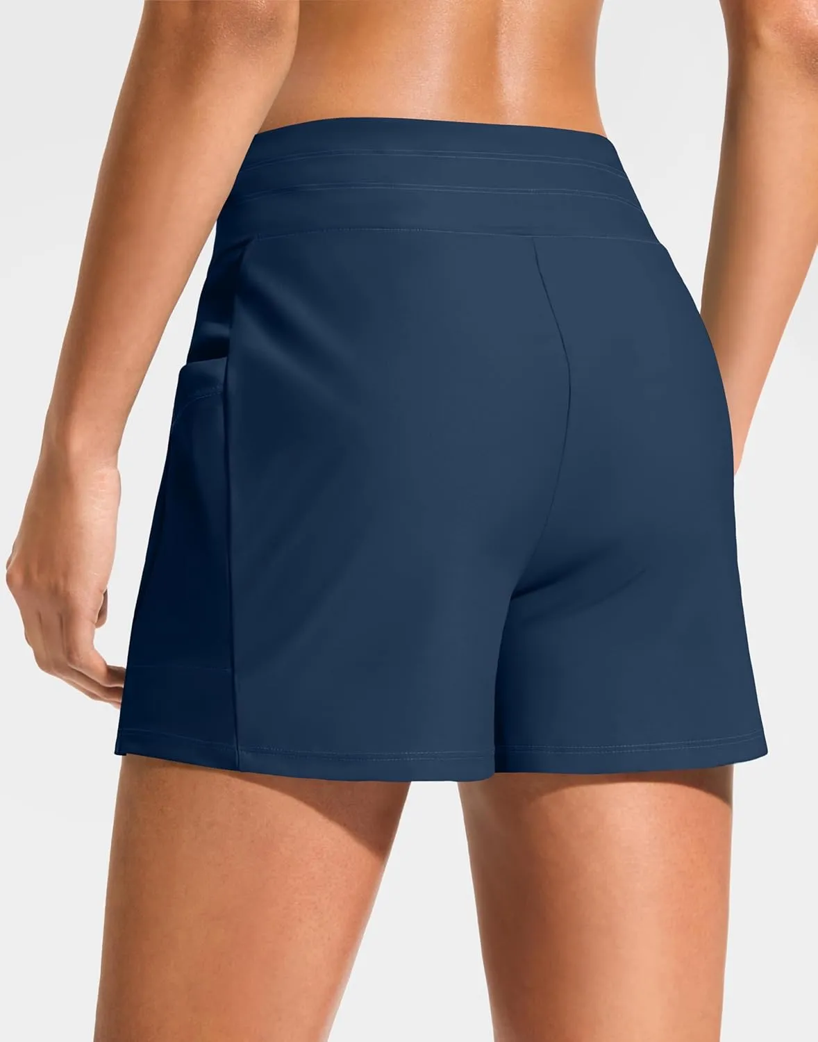 G Gradual Women's 4" High Waisted Swim Board Shorts with Pockets Quick Dry Swimming Swimsuit Bathing Suit Bottoms for Women