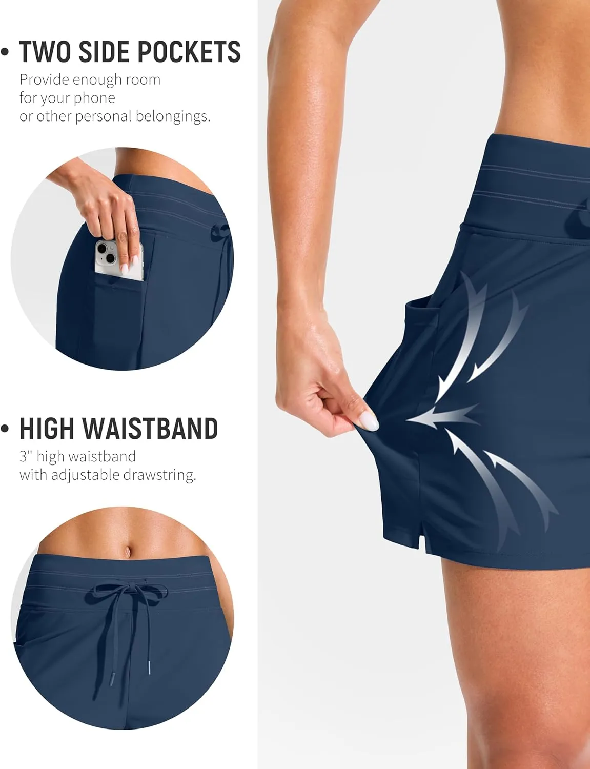 G Gradual Women's 4" High Waisted Swim Board Shorts with Pockets Quick Dry Swimming Swimsuit Bathing Suit Bottoms for Women