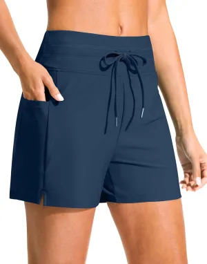 G Gradual Women's 4" High Waisted Swim Board Shorts with Pockets Quick Dry Swimming Swimsuit Bathing Suit Bottoms for Women