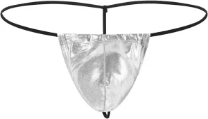 G String Thong for Men Leather Low Waist Lingerie Briefs T Back Sexy Breathable Bulge Pouch Underpant Underwear
