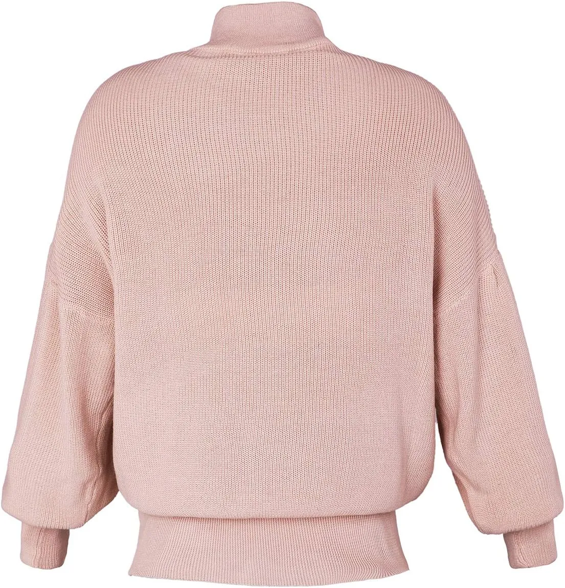 GABERLY Mock Neck Long Puff Sleeve Knitted Oversized Sweaters and Pullovers Blouse for Women