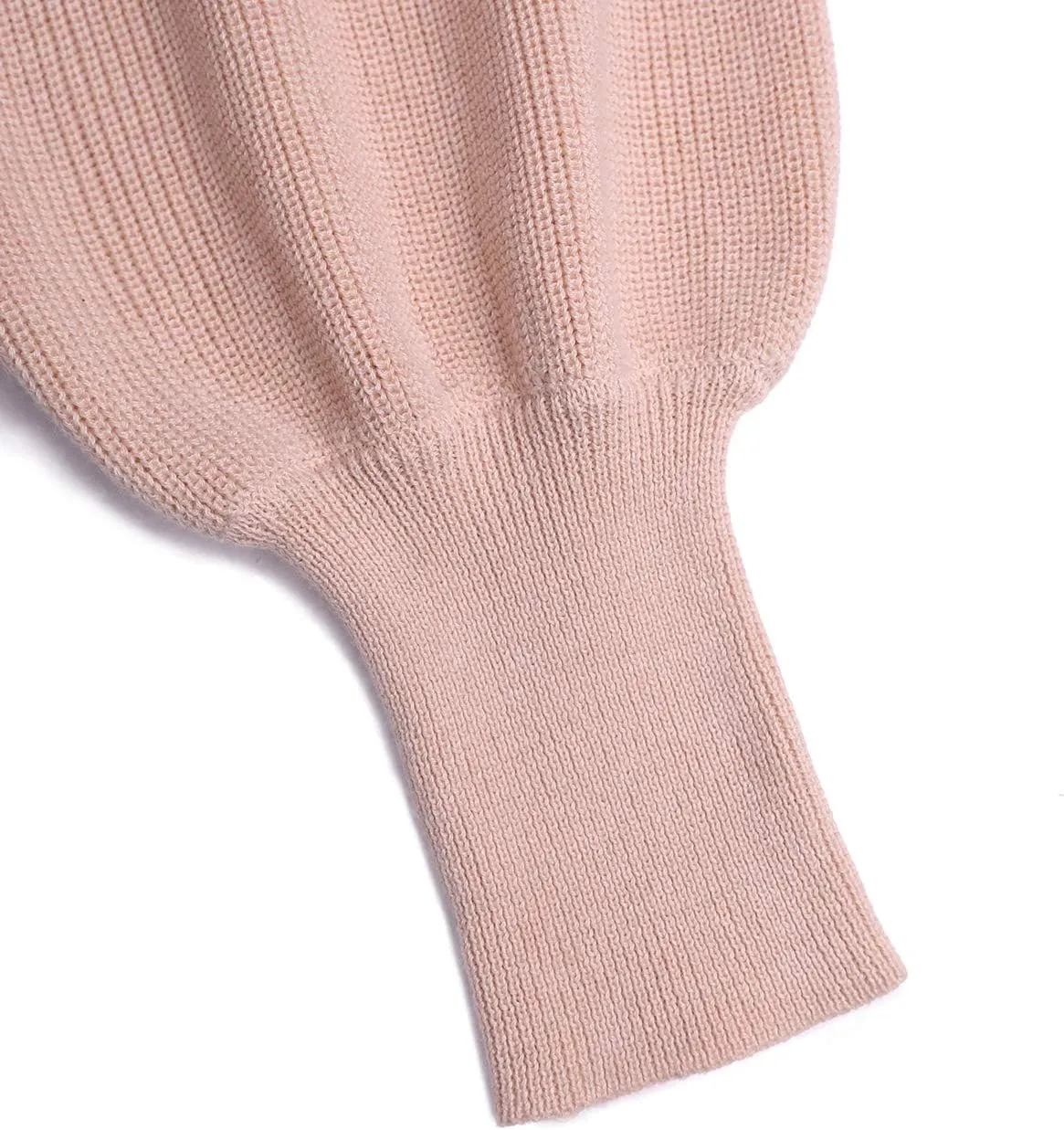 GABERLY Mock Neck Long Puff Sleeve Knitted Oversized Sweaters and Pullovers Blouse for Women