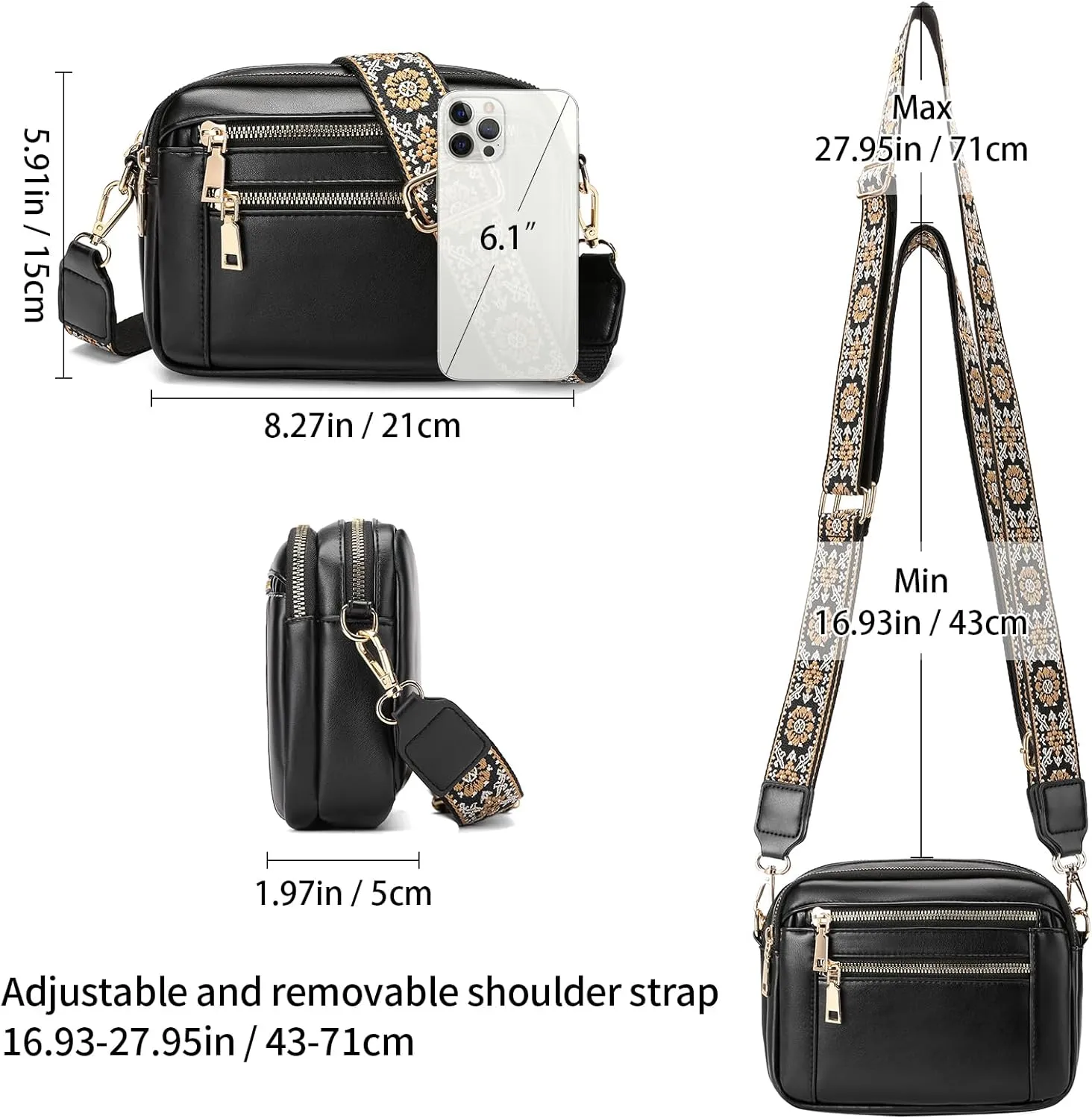 GAEKEAO Crossbody Purses for Women Small Crossbody Bags Vegan Leather Trendy Shoulder Handbags with Adjustable Shoulder Strap