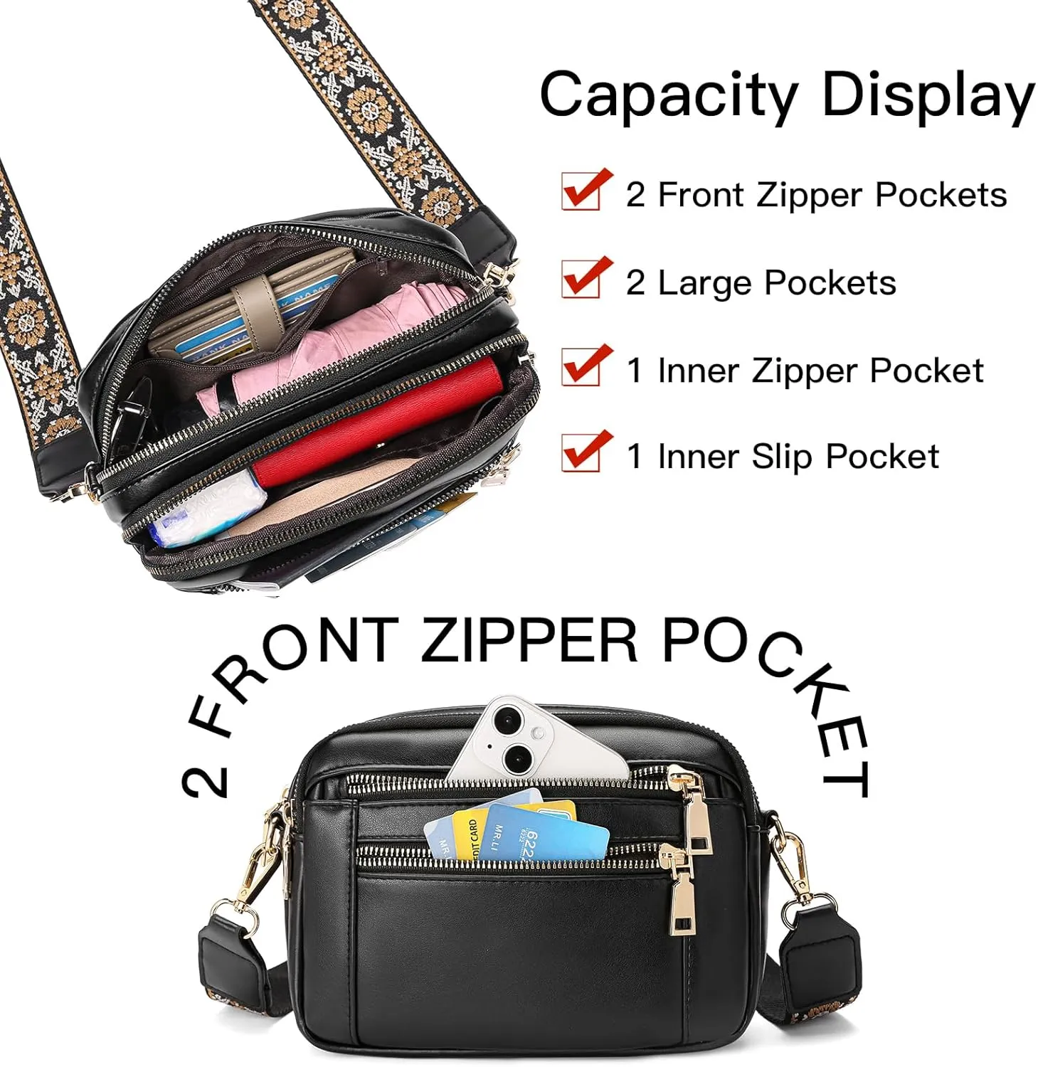GAEKEAO Crossbody Purses for Women Small Crossbody Bags Vegan Leather Trendy Shoulder Handbags with Adjustable Shoulder Strap