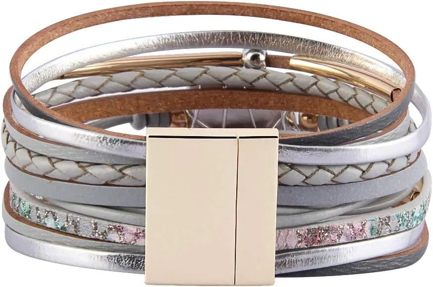 GelConnie Leather Cuff Bracelet Baroque Pearl Wrap Bracelet Gorgeous Gold Tube Bangle Boho Bracelet Bohemian Wristband Jewelry Gift for Women Wife