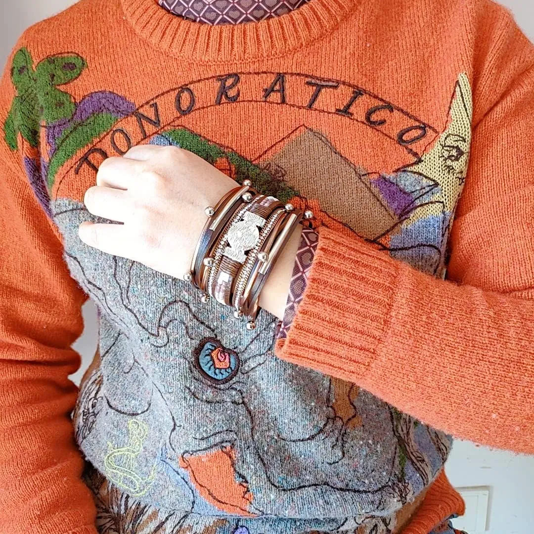 GelConnie Leather Wrap Bracelet Boho Cuff Bracelets Crystal Leather Bracelet Magnetic Multi Strand Bracelets Bohemian Bracelet Leather Wristbands Bangle Jewelry for Women Teen Wife Mother