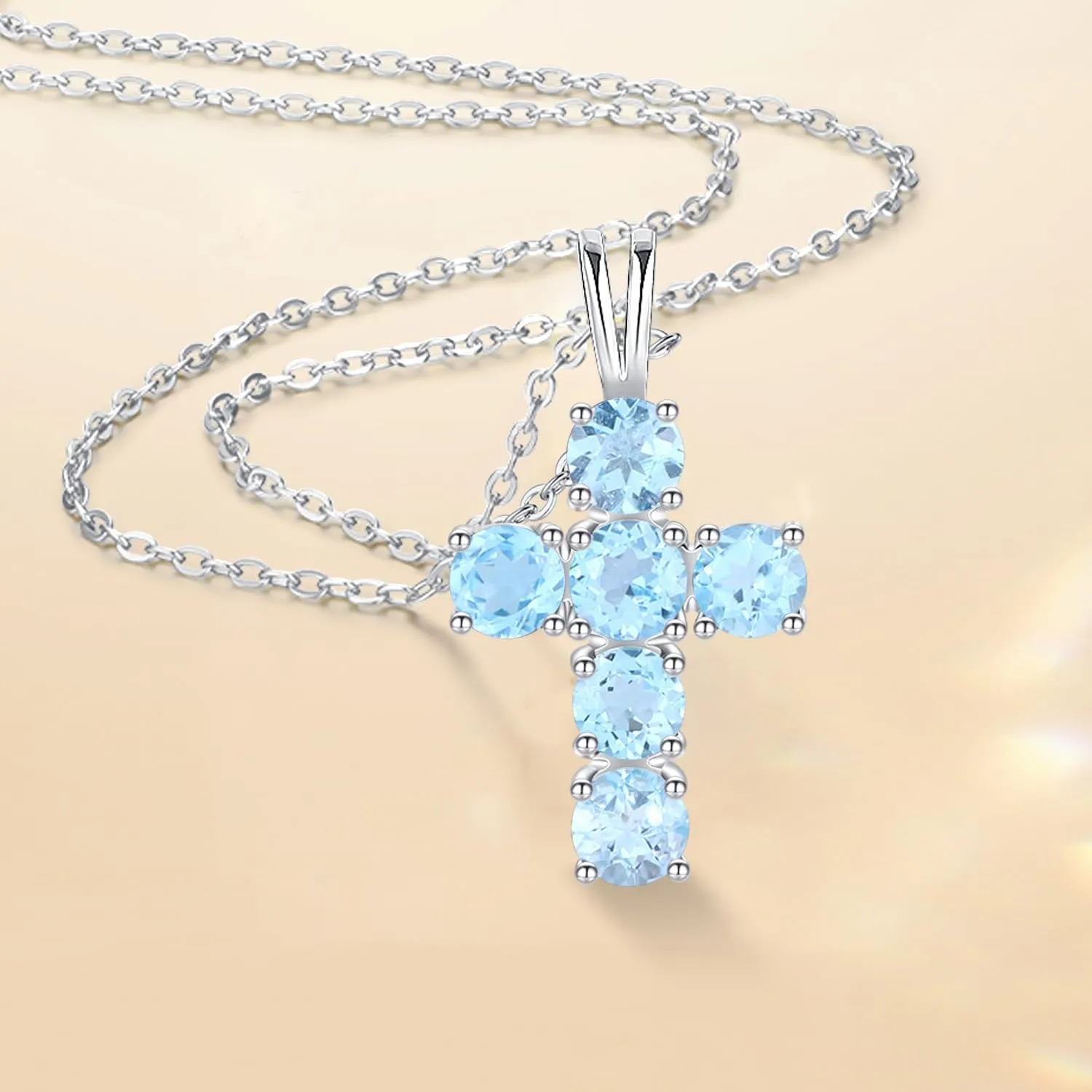 Gem's Beauty 925 Sterling Silver Cross Necklace Cross Necklace For Women 5A CZ Birthstone Necklaces Simple Fashion Exquisite Anniversary Birthday Gifts For Women