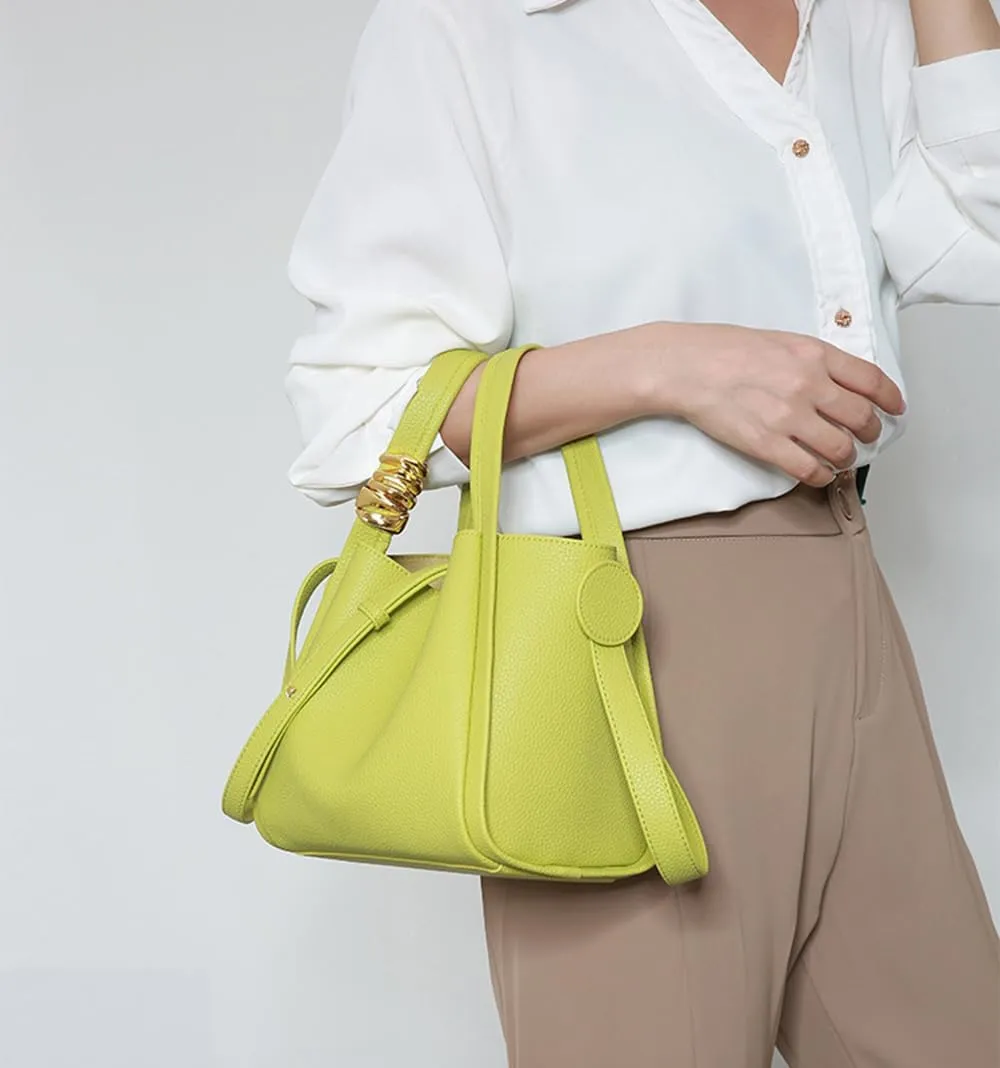 Genuine Leather Bucket Crossbody Bag for Women - Elegant Hobo Purse Satchel Handbag in Green