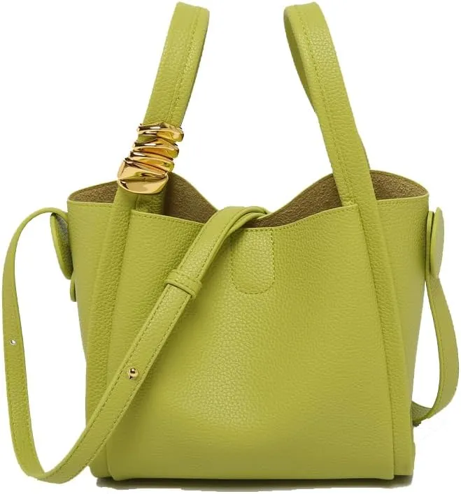 Genuine Leather Bucket Crossbody Bag for Women - Elegant Hobo Purse Satchel Handbag in Green