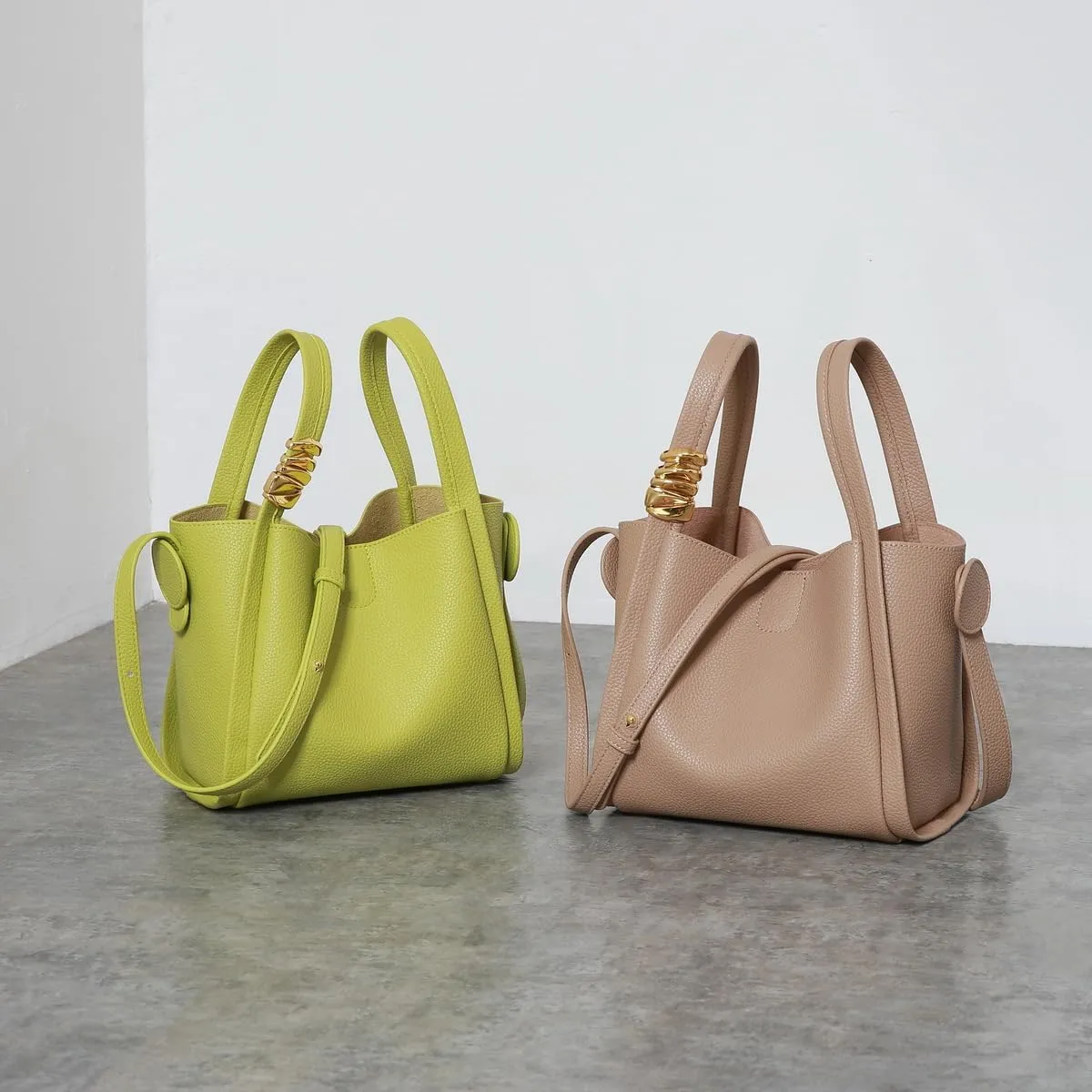 Genuine Leather Bucket Crossbody Bag for Women - Elegant Hobo Purse Satchel Handbag in Green