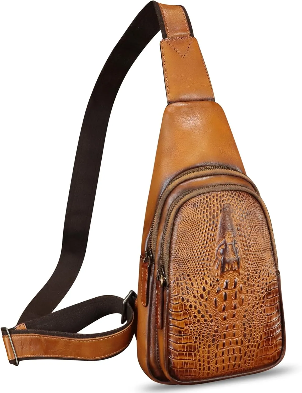 Genuine Leather Silng Bag for Women and Men Real Leather Sling Backpack Chest Purse Shoulder Crossbody Bag