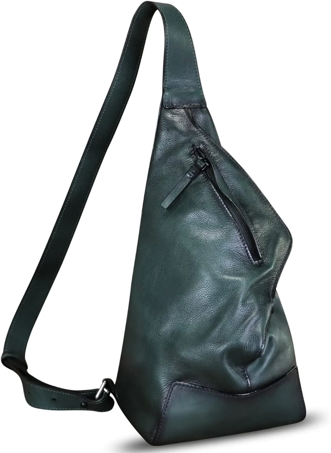 Genuine Leather Sling Bag Retro Crossbody Backpack Handmade Chest Shoulder Daypack Purse Fanny Packs (Gray)