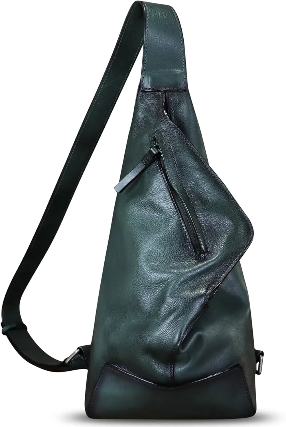 Genuine Leather Sling Bag Retro Crossbody Backpack Handmade Chest Shoulder Daypack Purse Fanny Packs (Gray)