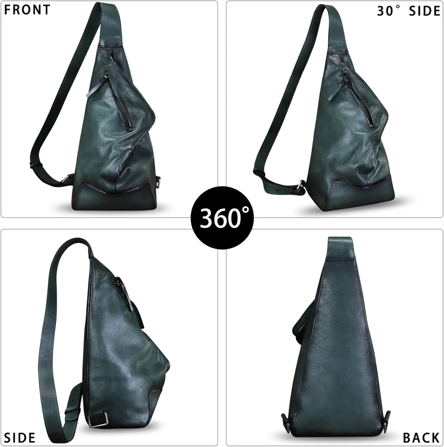 Genuine Leather Sling Bag Retro Crossbody Backpack Handmade Chest Shoulder Daypack Purse Fanny Packs (Gray)