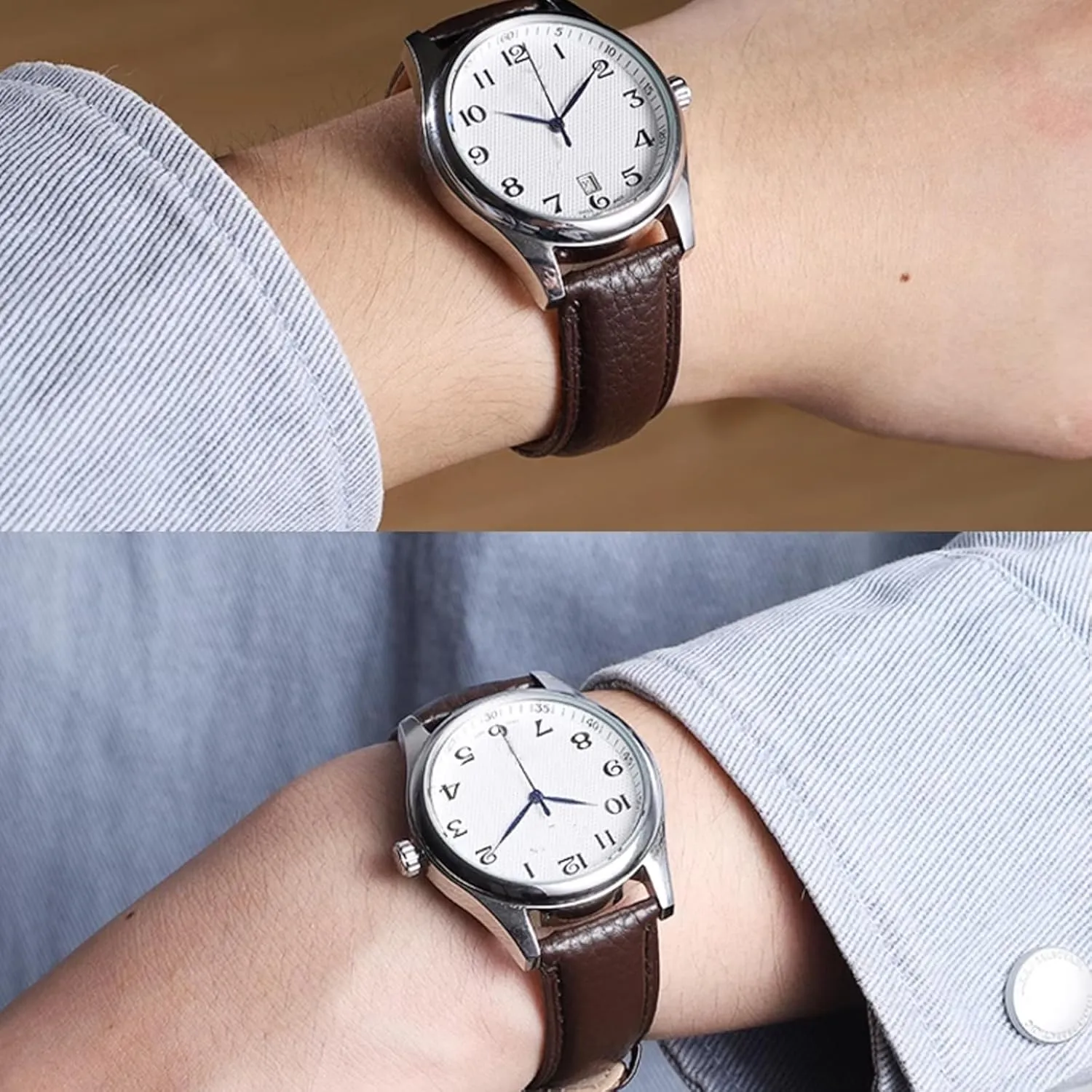 Genuine Leather Watch Band Hand-Stitched Texture Padded Italian Leather Strap Quick Release 12mm 13mm 14mm 15mm 16mm 17mm 18mm 19mm 20mm 21mm 22mm 23mm 24mm Replacement Band for Women Men