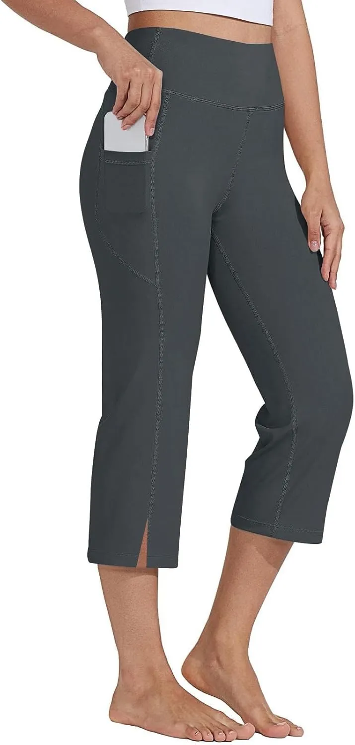 GIERIDUC Pull On Capris for Women Dressy Casual Stretch Lightweight Capri Elastic High Waist Lounge Pants Summer Yoga Shorts