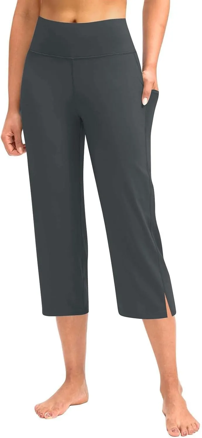 GIERIDUC Pull On Capris for Women Dressy Casual Stretch Lightweight Capri Elastic High Waist Lounge Pants Summer Yoga Shorts